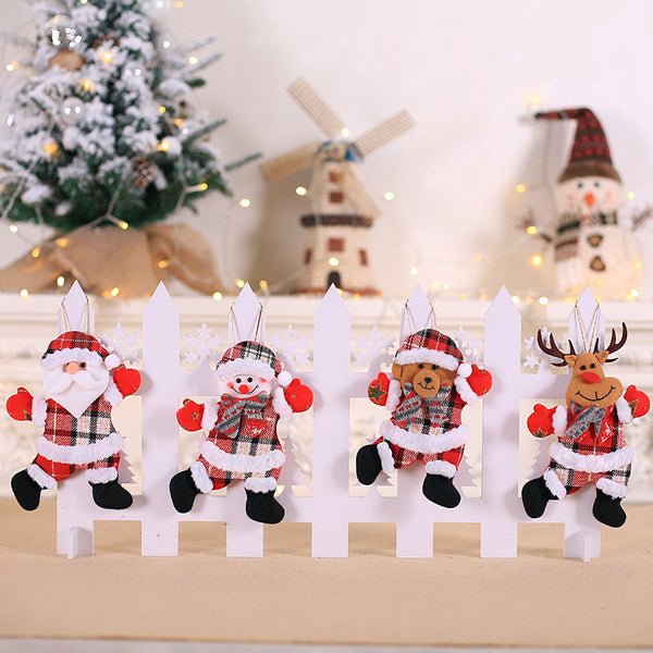 4 styles of Christmas ornaments cute fashion fabric plush doll pendant Christmas decorations (Santa Claus snowman elk bear)