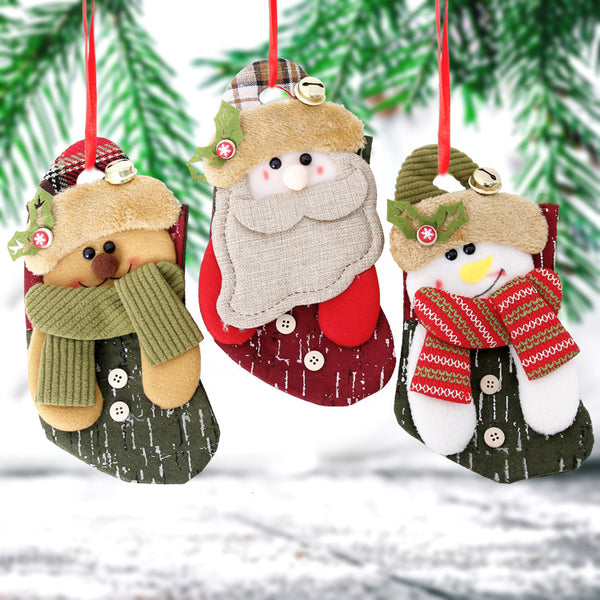 6.6inch Christmas stockings 3D doll Santa Claus snowman reindeer Christmas stockings gift bag,