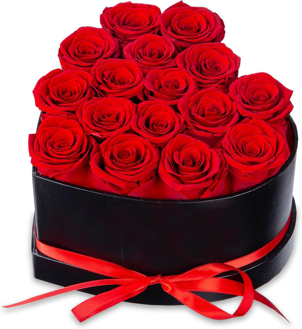 16 Flower Forever Heart Shape Box - Preserved Roses, Immortal Roses Gift for Her Rose Eternal Preserved Flowers