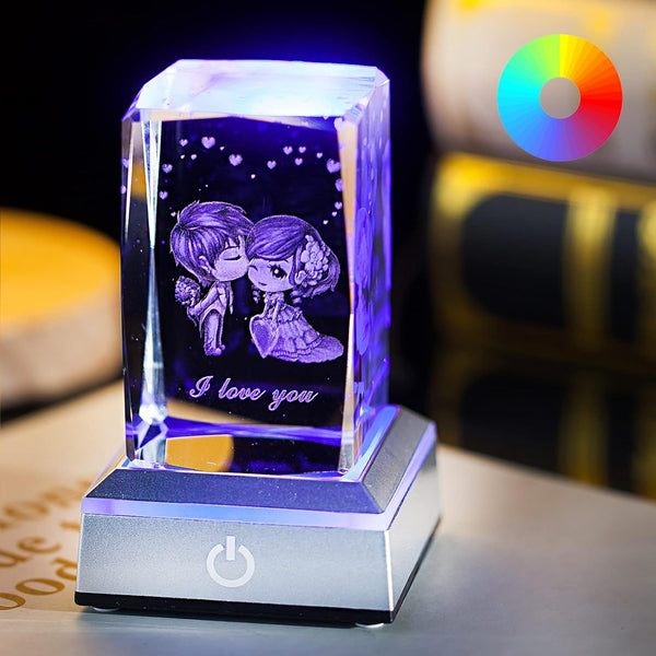 3D Couple in love K9 Crystal Ball Creative Night Light, Luxurious and Beautiful,Valentine's Day, Birthdays, Anniversaries