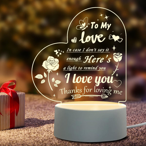 LED I Love You Engraved Acrylic Night Lamp for Wife/Girlfriend on Valentine’s Day, Birthday