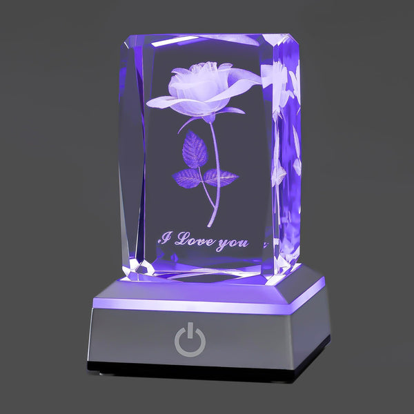 3D Rose Crystal Multicolor Nightlight I Love You Decolamp