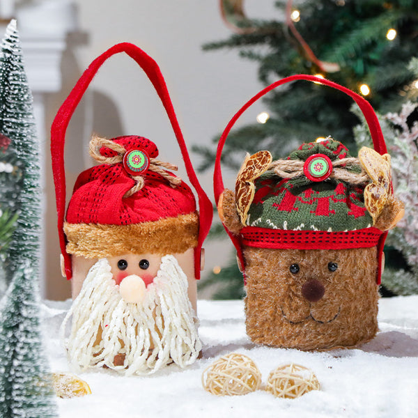 Christmas drawstring gift bags, handheld apple bags, Christmas gift doll bags, children's Christmas snowman candy bags,