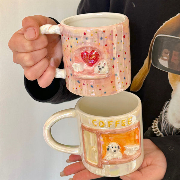 Dog Coffee Cup, Cute Mug 11.2 oz Ceramic Coffee Tea Cup, Funny Dog Themed Gift for Animal Lovers