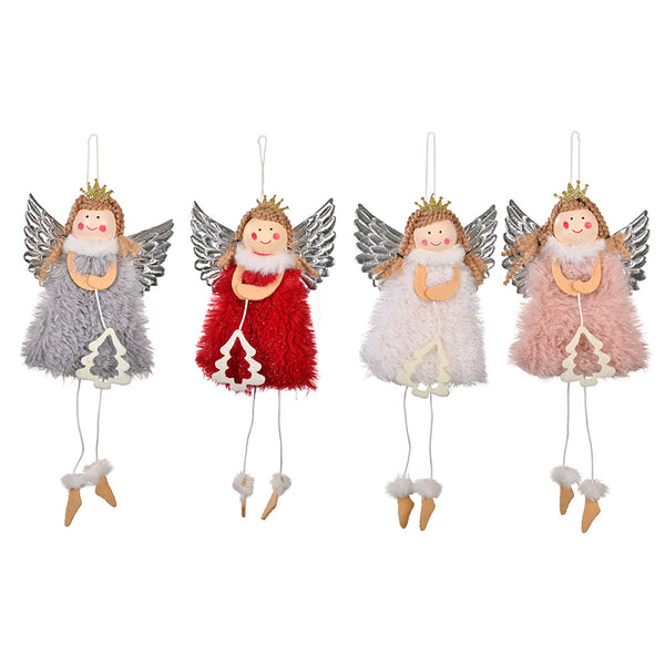 Silver Angel Doll Pendant, Christmas Ornament Angel Doll Plush Angel Ornament Valentine's Day Decoration [4 Styles]