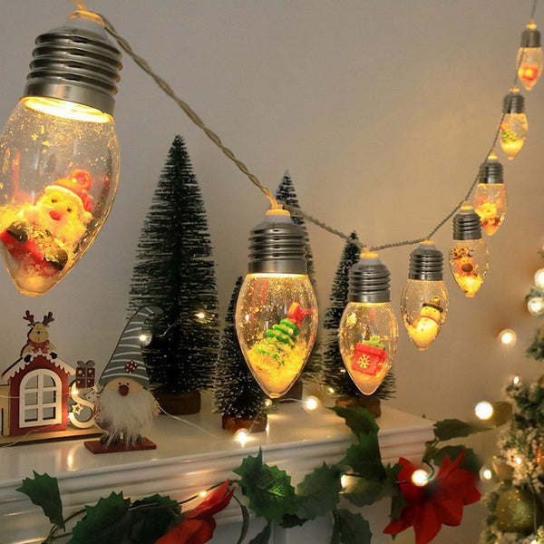 Indoor Christmas lights, Santa Claus, tree, snowman and cute ornaments, battery-operated string lights,