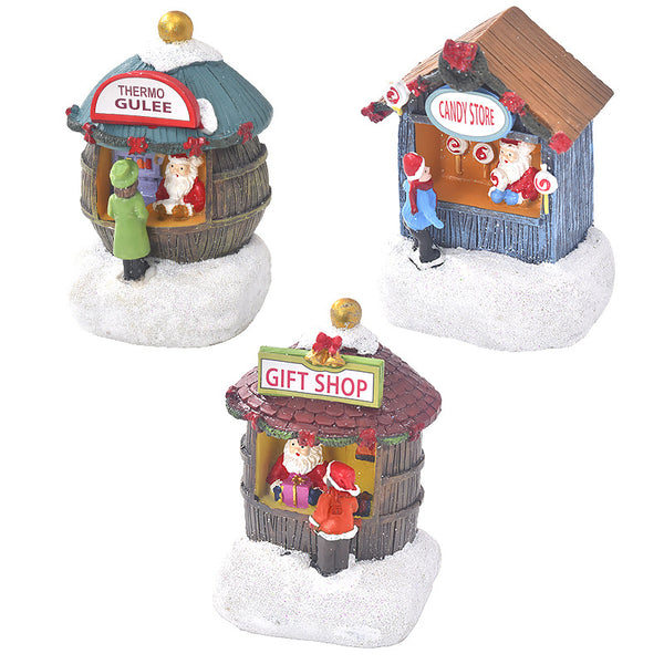 Santa Claus Store Micro Landscape Resin Luminous Ornaments Christmas Desktop Decorations