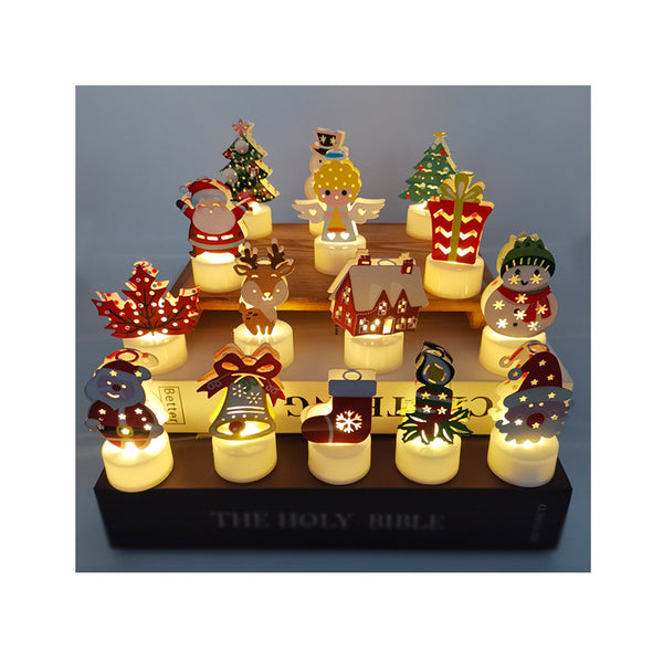 Christmas desktop decorations, LED iron electronic candle light decorations, button electronic battery powered,