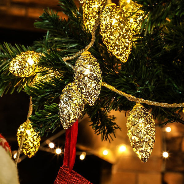 Christmas decoration pine cone light string Christmas tree hanging pine cone ornaments Christmas tree decoration string light