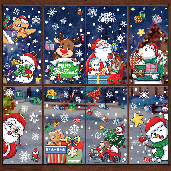 Christmas Window Stickers Christmas Decal Glass Decoration Santa Claus Snowman Reindeer Bear Window Sticker