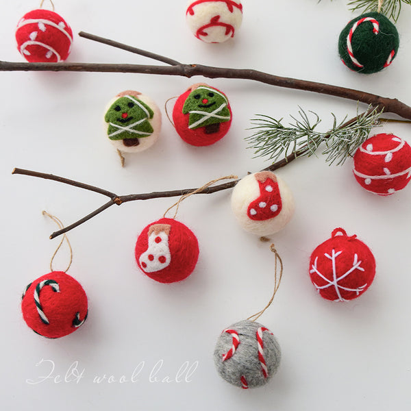 6pcs Christmas Ball Decoration Pendant Felt Christmas Ball Christmas Wool Ball Decoration Christmas Tree Accessories