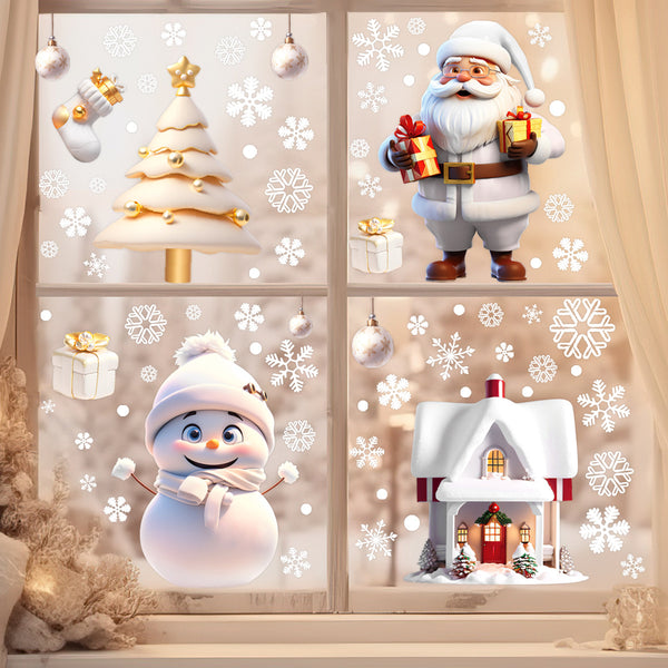 Christmas window stickers Santa Claus Snowman Christmas tree house stickers window glass decoration