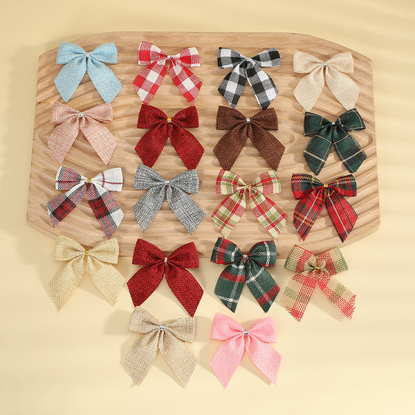 Faux Hemp Bow Red, Green and Black Plaid Decorations