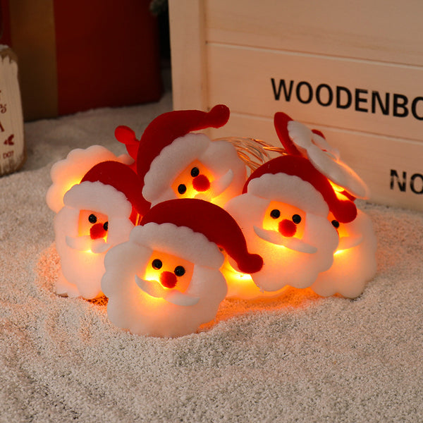 Santa Claus Snowman Elk Light String Waterproof Luminous Light String, Short Plush Light Christmas Decoration