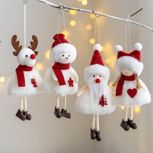 Cute Christmas plush doll doll decoration Christmas tree ornaments plush Santa Claus snowman elk girl pendant