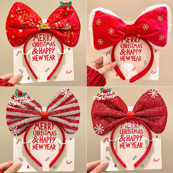 Christmas Bow Deer Antler Santa Claus Headband Christmas Party Headband Christmas Decoration Headdress [7 Styles]