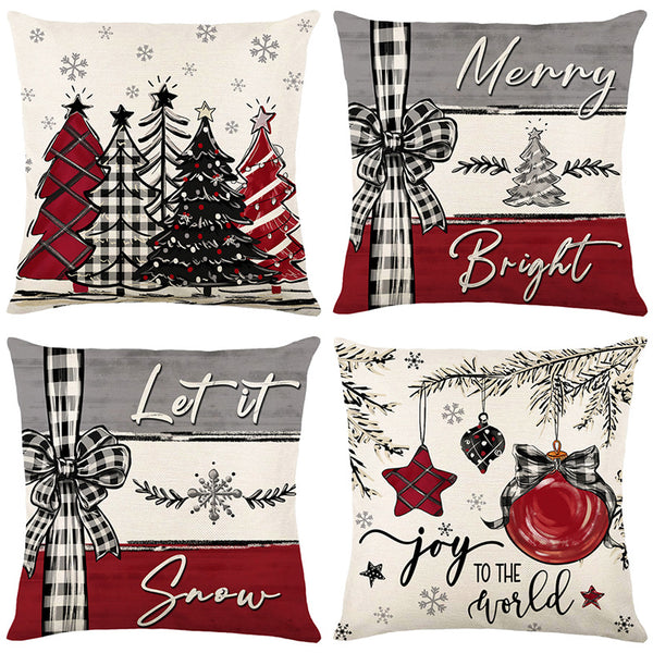 Christmas Throw Pillow Cover 18Inchx18Inch, Christmas Tree Buffalo Plaid Winter Decor Holiday Cushion Cover